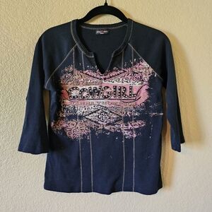 Skinny Minnie western embellished bling cowgirl tee